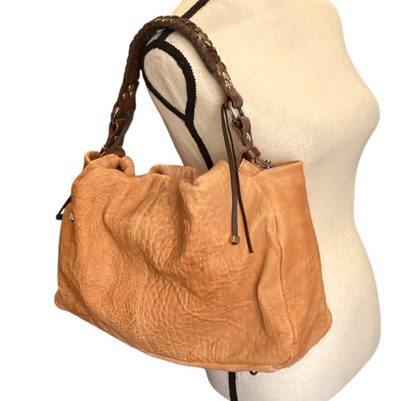 Sundance Made in Italy Butterscotch Bubble Leather Hobo Shoulder Bag - Picture 1 of 16